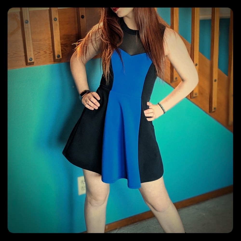 Material Girl Blue and Black Dress